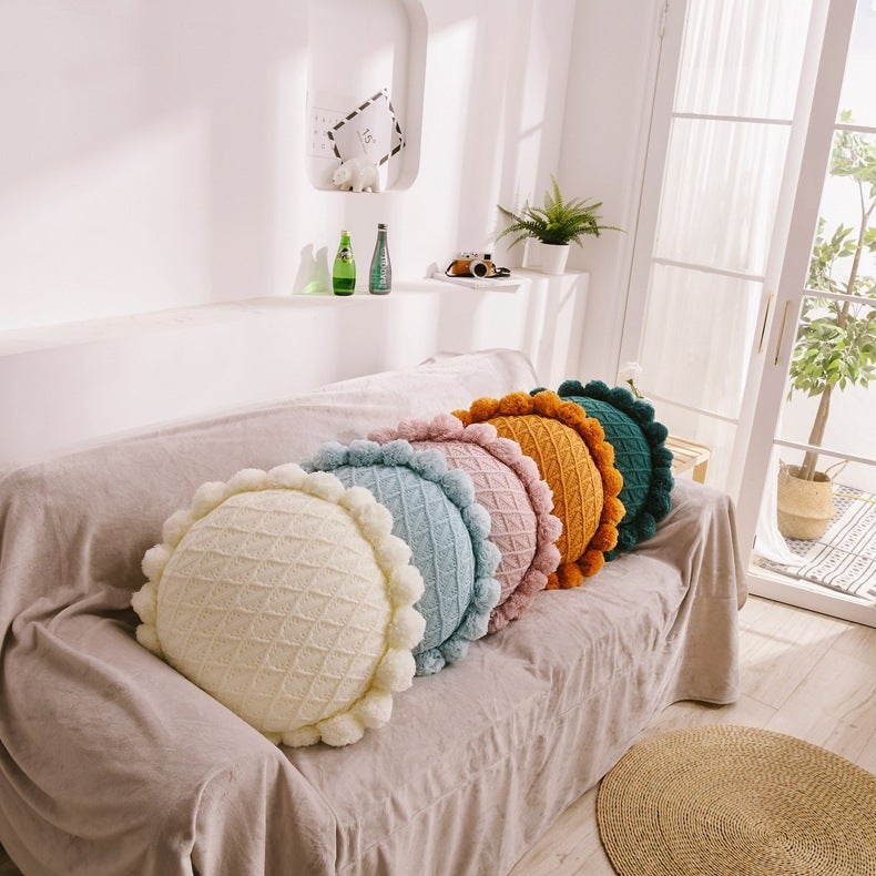 Sunflower Pom Pom Cushions - FINAL SALE