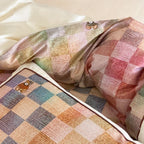 Teddy Rainbow Checker Bedding Set