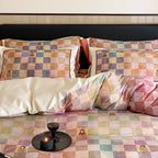 Teddy Rainbow Checker Bedding Set