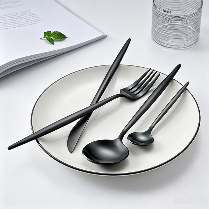 Arya Black Stainless Steel Cutlery Set