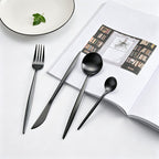 Arya Black Stainless Steel Cutlery Set