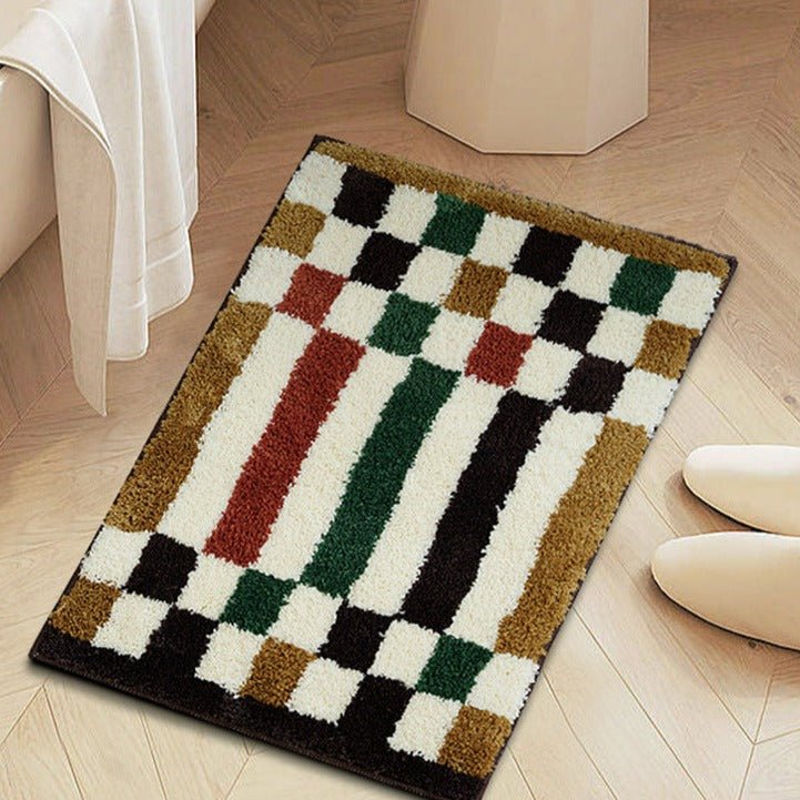 Vibrant Checkered Revival Bath Mat