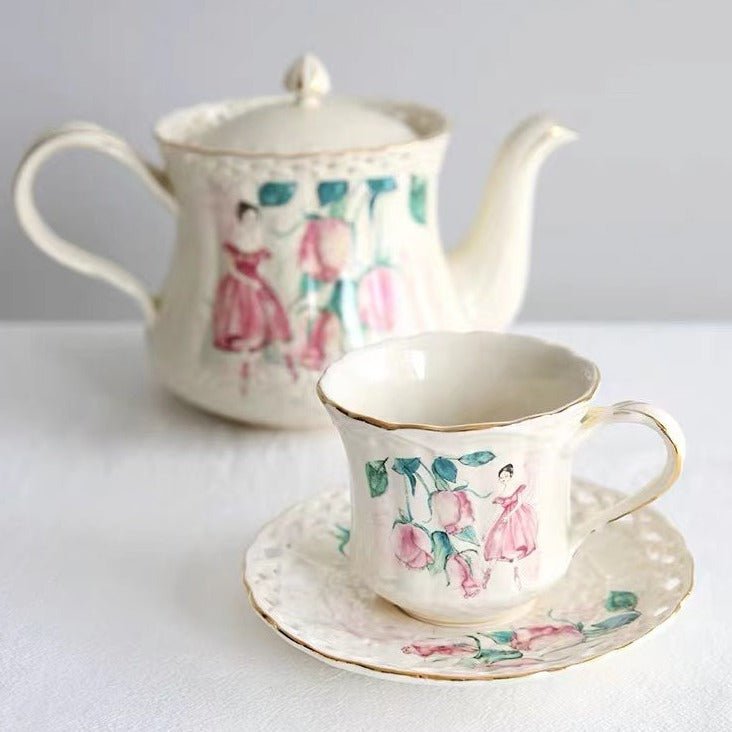 Vintage Garden Teacup & Pot