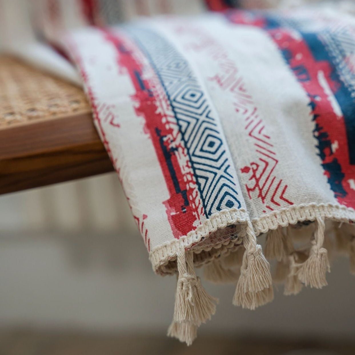 Vintage Red Boho Tassel Curtain