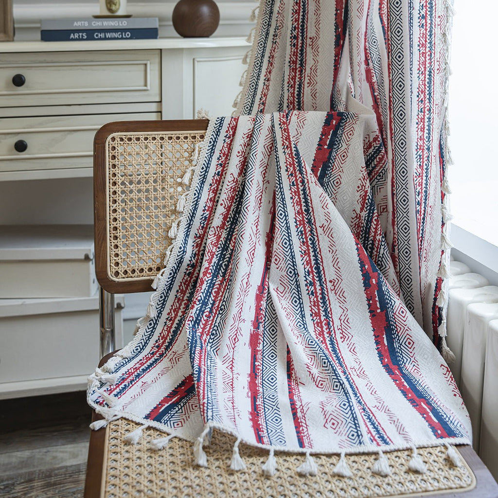 Vintage Red Boho Tassel Curtain