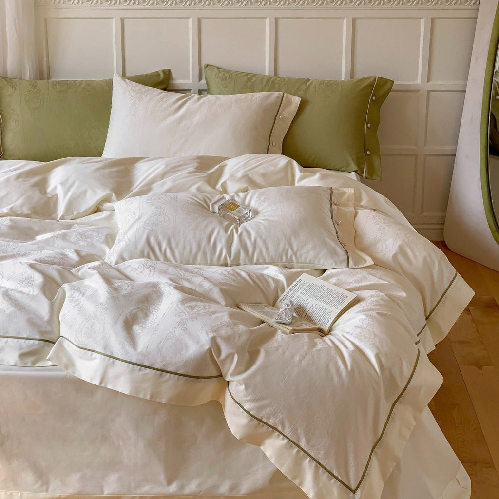 Vintage Sage Green and White Bedding Set