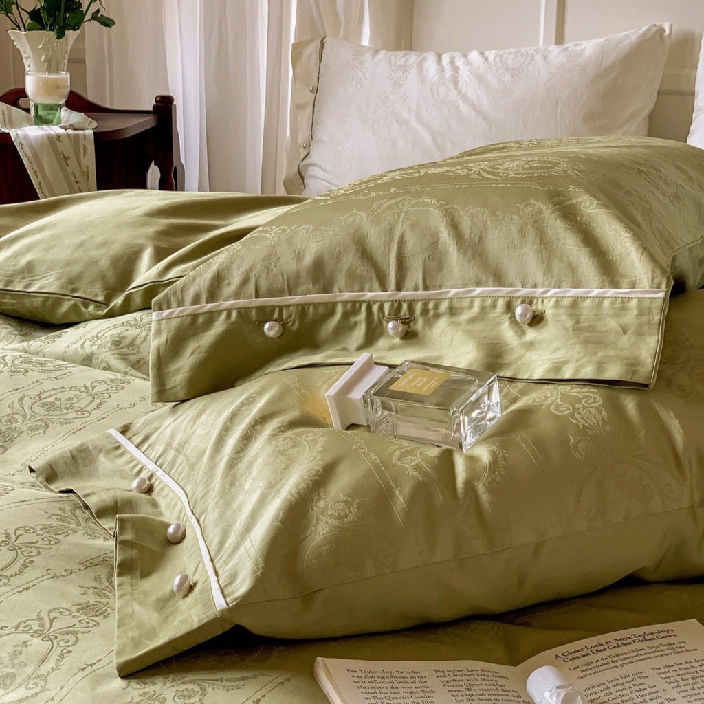 Vintage Sage Green and White Bedding Set