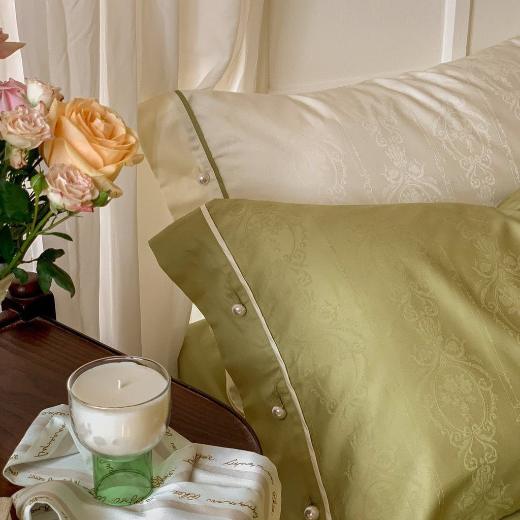 Vintage Sage Green and White Bedding Set
