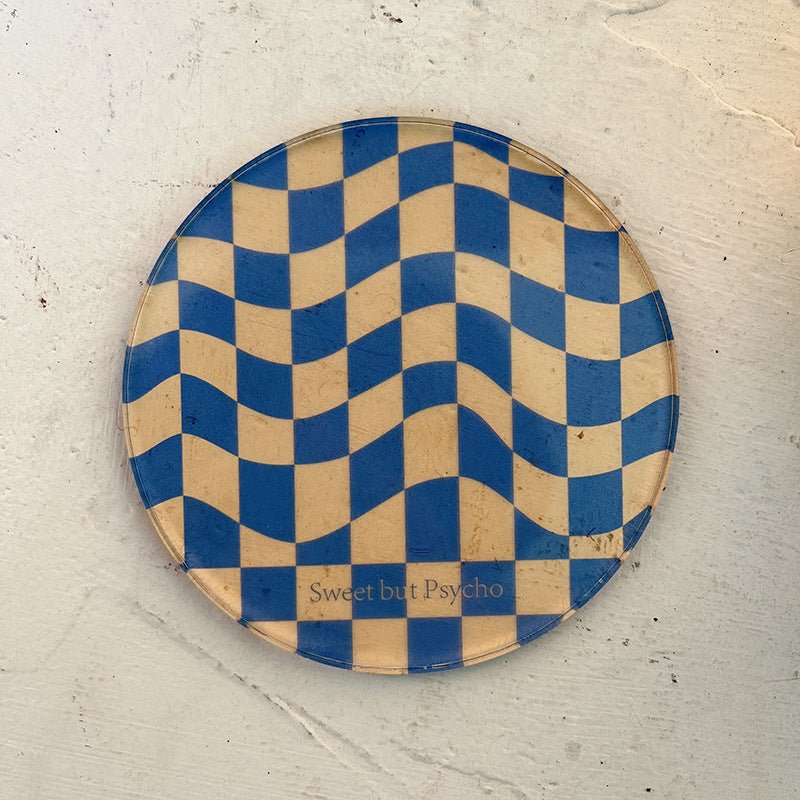 Wavy Checkerboard Acrylic Coaster
