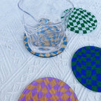 Wavy Checkerboard Acrylic Coaster
