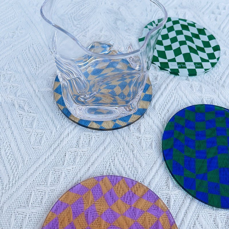 Wavy Checkerboard Acrylic Coaster