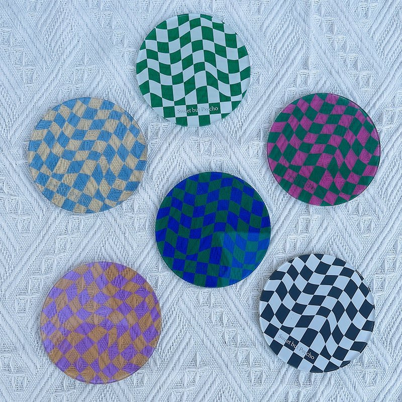 Wavy Checkerboard Acrylic Coaster