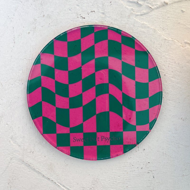 Wavy Checkerboard Acrylic Coaster
