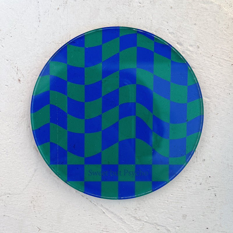 Wavy Checkerboard Acrylic Coaster