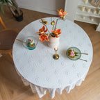 White Blossom Embroidered Lace Table Cloth
