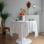 White Blossom Embroidered Lace Table Cloth