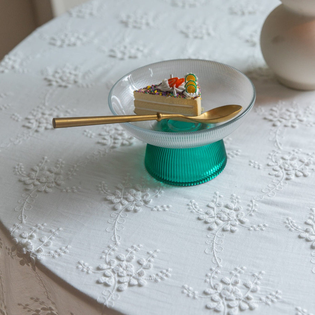 White Blossom Embroidered Lace Table Cloth
