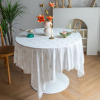 White Blossom Embroidered Lace Table Cloth