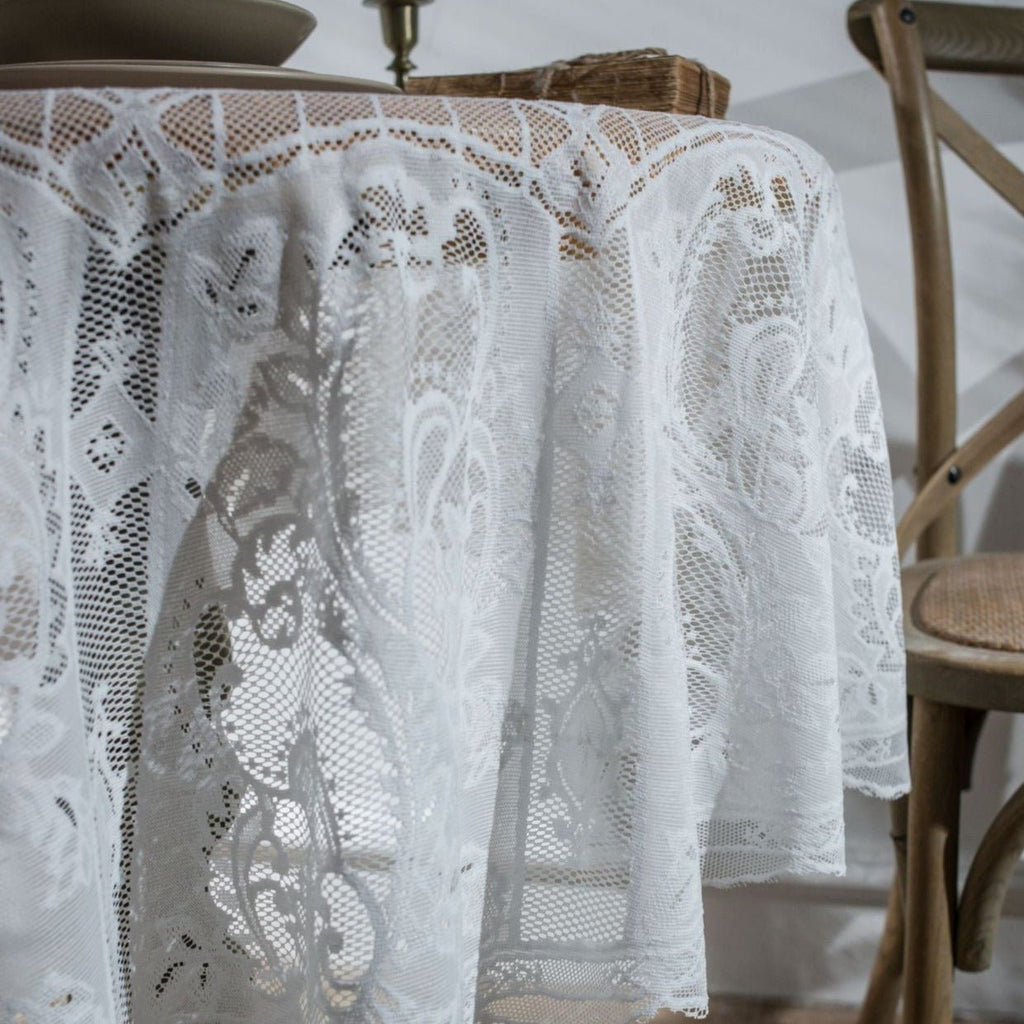 White Lace Embroidered Table Cloth