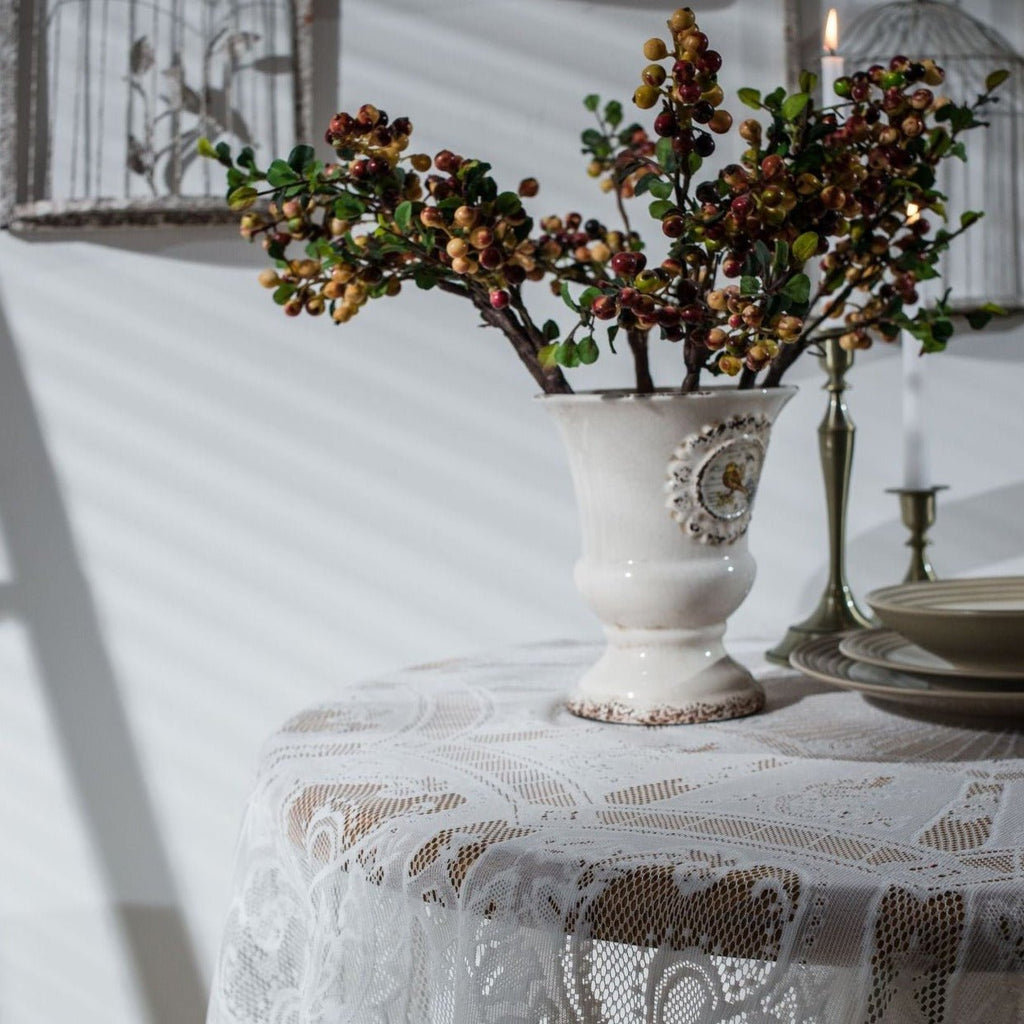 White Lace Embroidered Table Cloth