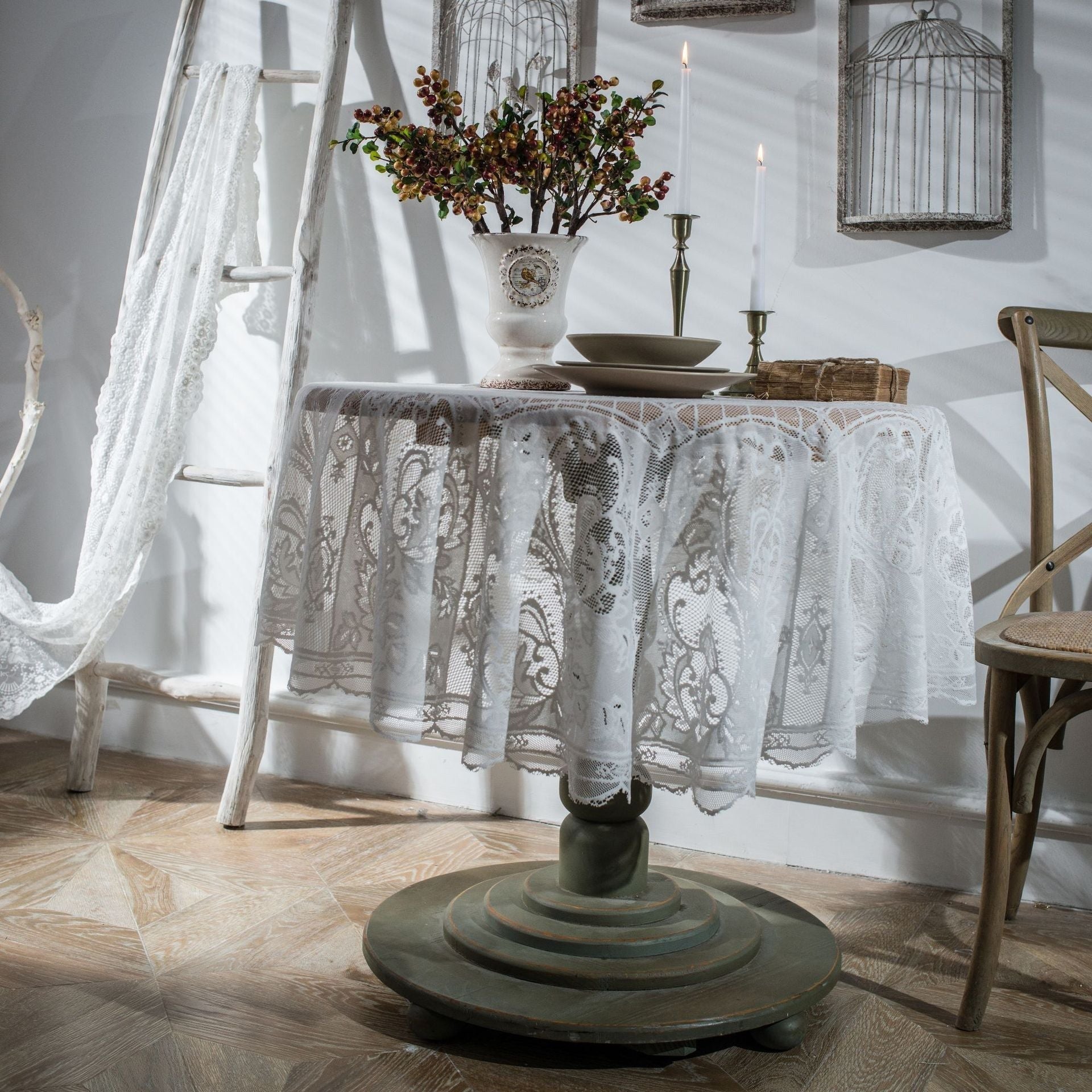 White Lace Embroidered Table Cloth
