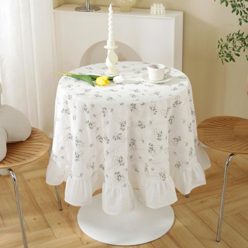 White Wildflower Round Table Cloth