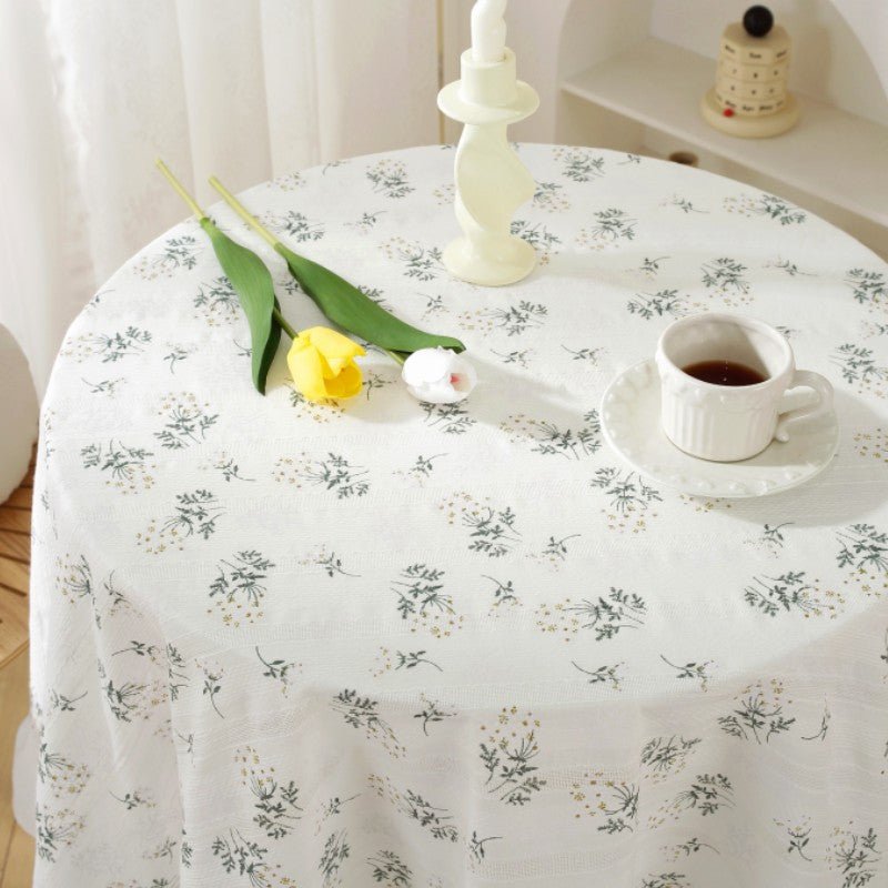 White Wildflower Round Table Cloth