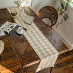 Woven Diamond Contrast Tassel Table Runner