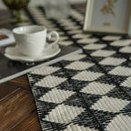 Woven Diamond Contrast Tassel Table Runner