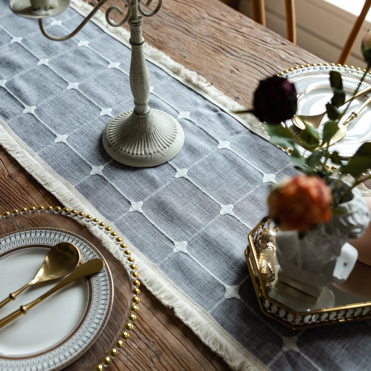 Woven Fringe Square Table Runner