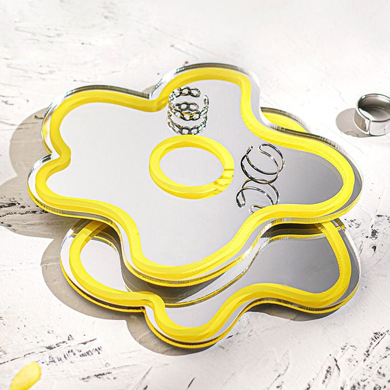 Yellow Flower Mirror Acrylic Coasters