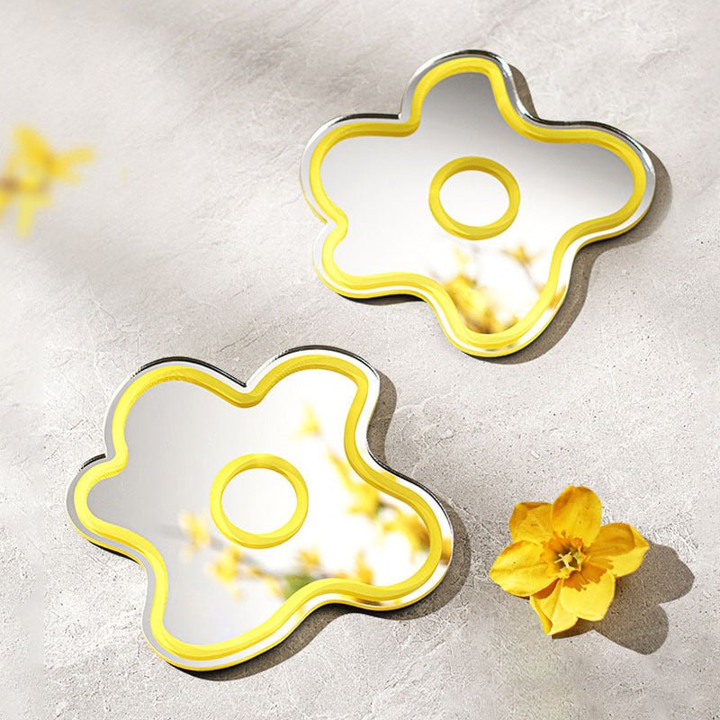 Yellow Flower Mirror Acrylic Coasters